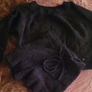 Victoria Secrets Cozy Black Knit Short And Top Lounge Set